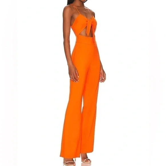 LITA by Ciara Tie Front Jumpsuit Cherry Tomato - Picture 2 of 6